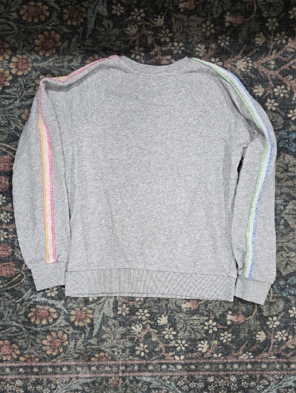 PJ Salvage Light Gray Sweatshirt with Pastel Sleeve Stripes - Picture 8 of 8